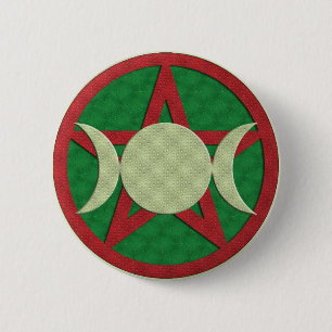 Chapa Redonda De 5 Cm Pentagram triple de la diosa de Yule