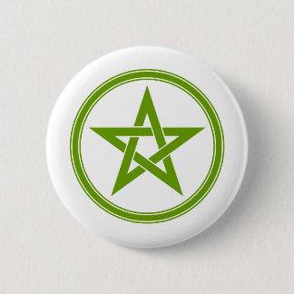 Chapa Redonda De 5 Cm Pentagram verde oliva del pentáculo