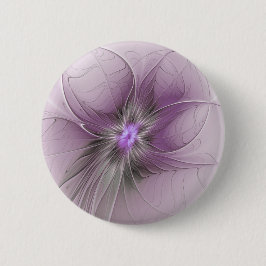 Chapa Redonda De 5 Cm Pequeña belleza arte floral fractal gris mauve mod