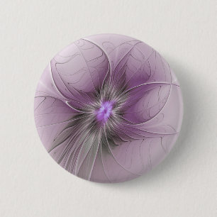 Chapa Redonda De 5 Cm Pequeña belleza arte floral fractal gris mauve mod