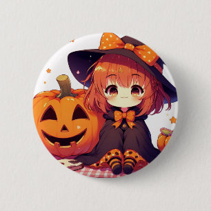 Chapa Redonda De 5 Cm Pequeña bruja linda para Halloween