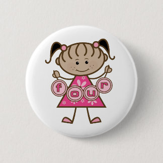 Chapa Redonda De 5 Cm Pequeña Niña 4 camisetas de cumpleaños y regalos