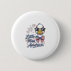 Chapa Redonda De 5 Cm Pequeña Señorita América Pato Patriótico Camiseta