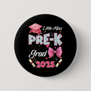 Chapa Redonda De 5 Cm Pequeña Señorita Graduada de Pre-k 2025 Coquette P