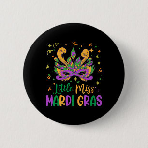 Chapa Redonda De 5 Cm Pequeña Señorita Mardi Gras Traje Lindo Niñas Infa