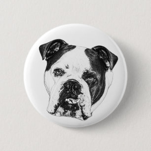 Chapa Redonda De 5 Cm Pequeño Bulldog Cheer Pin