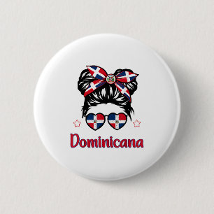 Chapa Redonda De 5 Cm Pequeño Chica Bandera de camisas de República Domi