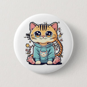 Chapa Redonda De 5 Cm Pequeño gatito chiffon Top