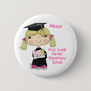 Chapa Redonda De 5 Cm Pequeño graduado Chica pelo rubio