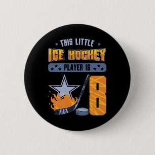 Chapa Redonda De 5 Cm Pequeño Hockey sobre Hielo Cumpleaños 8 Jugador Di