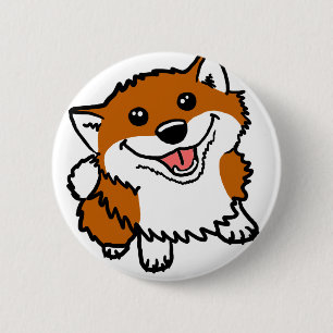 Chapa Redonda De 5 Cm Pequeño Shiba feliz