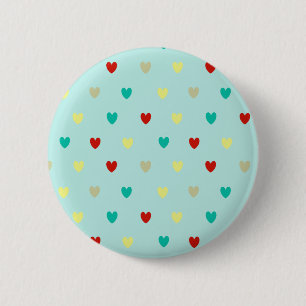 Chapa Redonda De 5 Cm Pequeños corazones de polka en verde marino