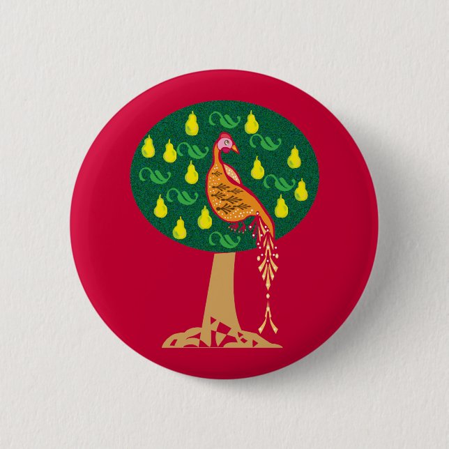 Chapa Redonda De 5 Cm Perdiz en un árbol de peras Navidad carol (Anverso)