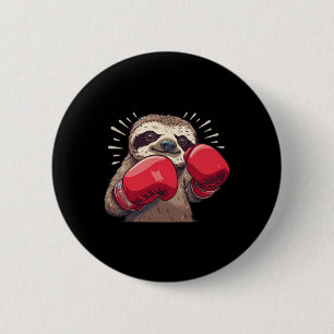 Chapa Redonda De 5 Cm Perezoso de boxeo con guantes de boxeo Kickboxing