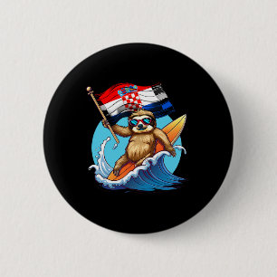Chapa Redonda De 5 Cm Perezoso surfista de Croacia Bandera croata Surf c