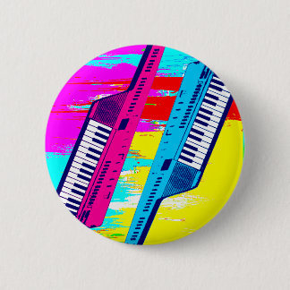 Chapa Redonda De 5 Cm Perforación retro de pintura keytar del tigre de C