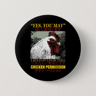 Chapa Redonda De 5 Cm Permiso de pollo gallo japonés vintage _1