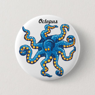 Chapa Redonda De 5 Cm Perno azul del pulpo