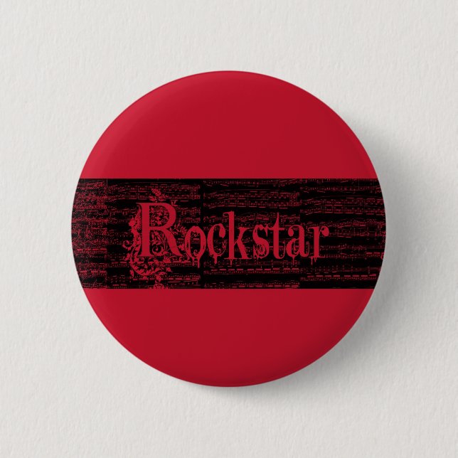 Chapa Redonda De 5 Cm Perno del rojo de Rockstar (Anverso)