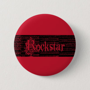 Chapa Redonda De 5 Cm Perno del rojo de Rockstar