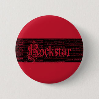 Chapa Redonda De 5 Cm Perno del rojo de Rockstar