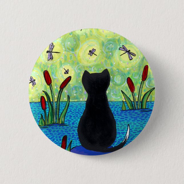 Chapa Redonda De 5 Cm Perno del soñador de la libélula (Anverso)