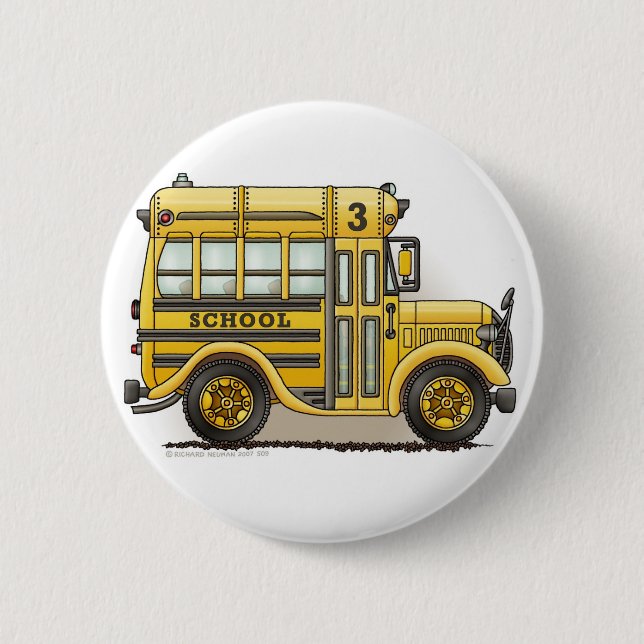 Chapa Redonda De 5 Cm Pernos de Schoolbus (Anverso)