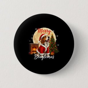 Chapa Redonda De 5 Cm Perrito de Navidad Disfraz de Beagle Beagle Navida