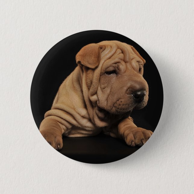 Chapa Redonda De 5 Cm Perrito de Shar Pei (Anverso)
