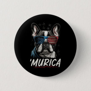 Chapa Redonda De 5 Cm Perrito Frenchie Patriótico Bandera Americana 4 De