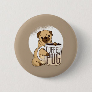 Chapa Redonda De 5 Cm perrito lindo del barro amasado con una taza de
