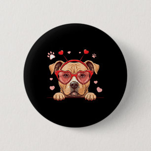Chapa Redonda De 5 Cm Perrito Pitbull Divertido Corazón Cabeza San Valen
