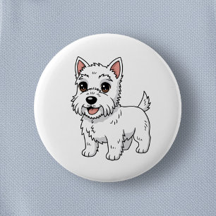 Chapa Redonda De 5 Cm Perro adorable West Highland White Terrier