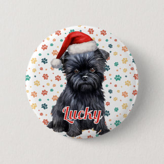 Chapa Redonda De 5 Cm Perro Affenpinscher Navidad