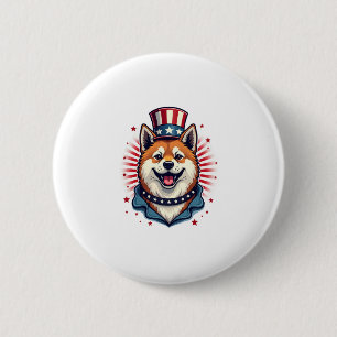 Chapa Redonda De 5 Cm Perro Akita con Día de la Independencia