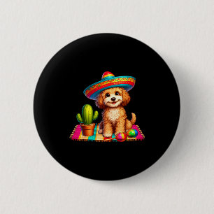 Chapa Redonda De 5 Cm Perro Apoo Divertido Sonriendo Cinco De Mayo Sombr