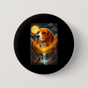 Chapa Redonda De 5 Cm Perro Beagle aullando a la luna