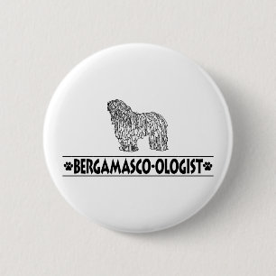 Chapa Redonda De 5 Cm Perro Bergamasco humorístico