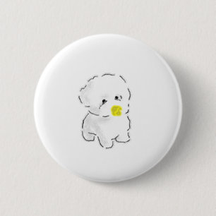 Chapa Redonda De 5 Cm Perro Bichon Frise Lindo con Bozal de Pato