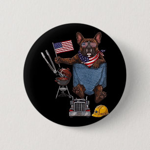 Chapa Redonda De 5 Cm perro boston terrier bolsillo bandera americana 4 