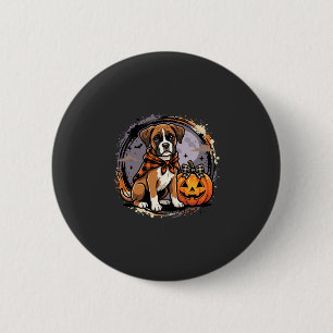Chapa Redonda De 5 Cm Perro Boxer Halloween Calabaza Sublimación