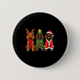 Chapa Redonda De 5 Cm Perro Boykin Spaniel de Navidad Retro Santa Reno