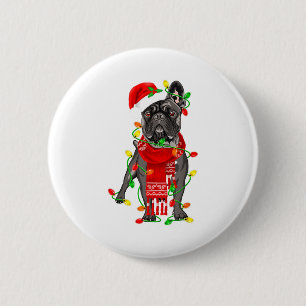 Chapa Redonda De 5 Cm Perro Bulldog Francés Divertido Luces de Navidad d