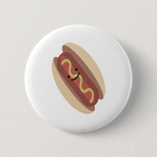 Chapa Redonda De 5 Cm Perro caliente de Kawaii