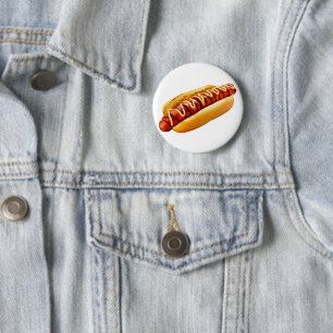 Chapa Redonda De 5 Cm Perro caliente de SlipperyJoe's con vibra de BBQ d