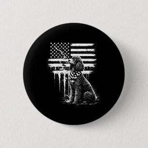 Chapa Redonda De 5 Cm Perro caniche bandera americana usa 4 de julio ama