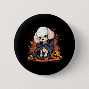 Chapa Redonda De 5 Cm Perro Caniche Halloween