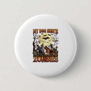 Chapa Redonda De 5 Cm Perro Caza Zombies Halloween Pastor Alemán Luna_1