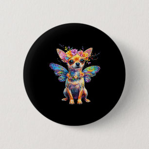 Chapa Redonda De 5 Cm Perro Chihuahua Angelical con Alas