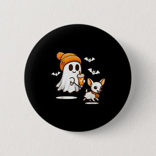 Chapa Redonda De 5 Cm Perro Chihuahua Divertido Caminando Fantasma Hallo